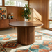 Merlin Round Walnut Dining Table with Sculptural Ribbed Pedestal Base | Ashcroft Imports Furniture