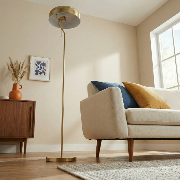 Spectra Floor Lamp | Gold Outer and White Inner | Ashcroft Imports Furniture
