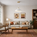 Astral Pendant Lamp | White Exterior & Gold Brass Accents