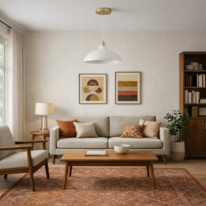 Astral Pendant Lamp | White Exterior & Gold Brass Accents