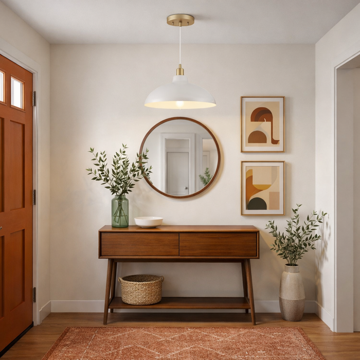 Astral Pendant Lamp | White Exterior & Gold Brass Accents