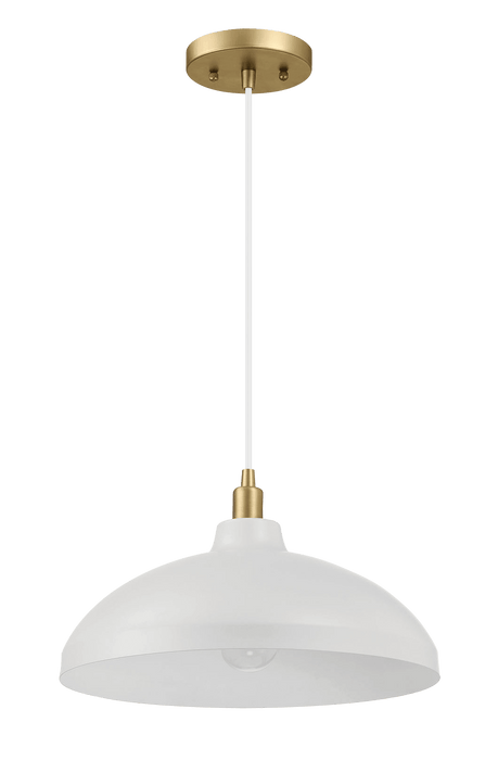 Astral Single Light White Pendant Lamp with Golder Brass Finish for Entrance Kitchen Island 14"D × 8"H - West Lamp