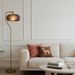 Astris Floor Lamp | Black Sprayed Shade & Gold Curved Design