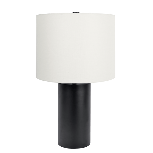 Aura Black Table Lamp with On/Off Switch Black Block Base - West Lamp