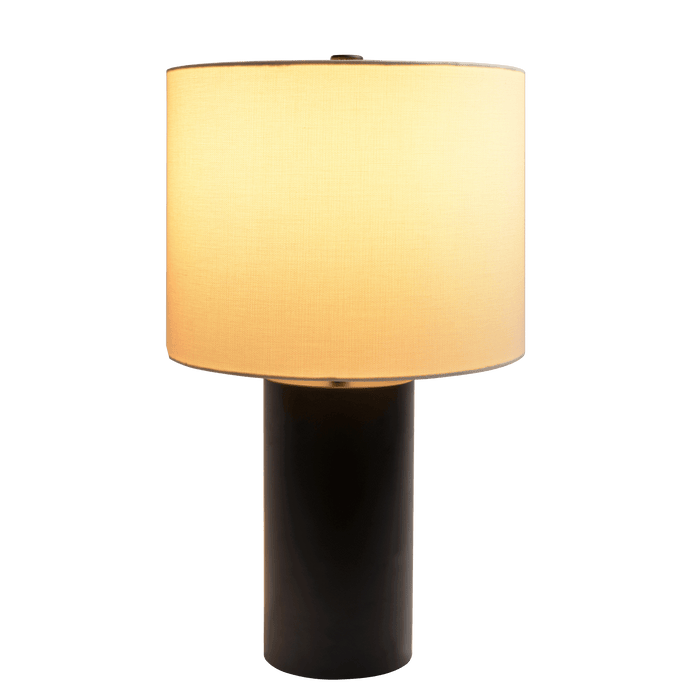 Aura Black Table Lamp with On/Off Switch Black Block Base - West Lamp