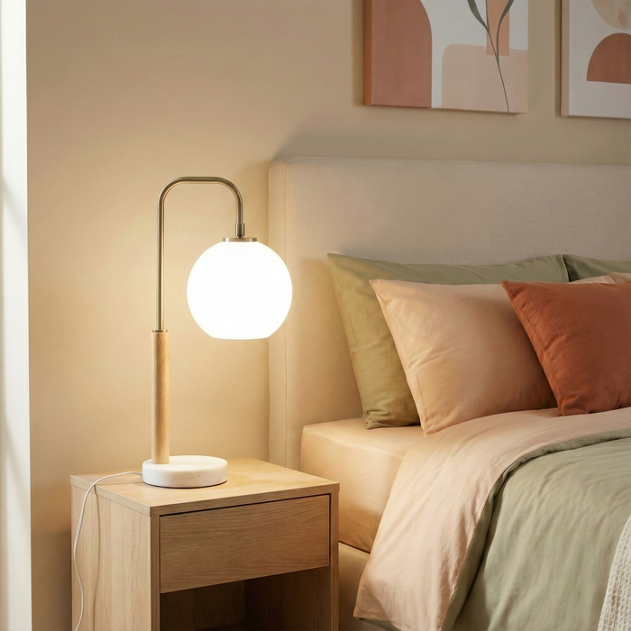 Auris Table Lamp | Brass Frame & Marble Base