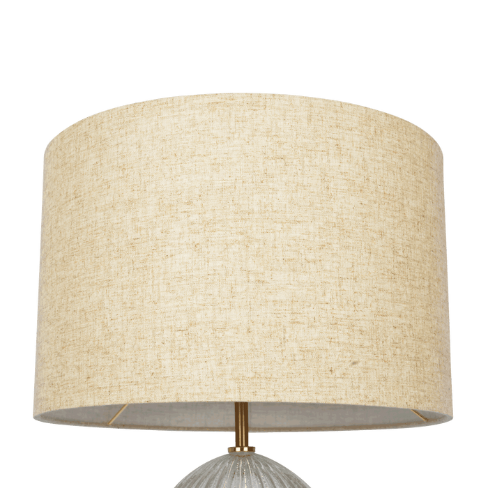 Aurora Ribbed Glass Lamp Base Clear Table Lamp Large Linen Shade - West Lamp