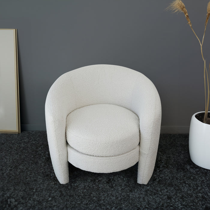 Avalon White Boucle Lounge Chair