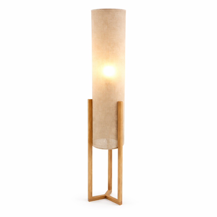 Ethos Floor Lamp | Oak Wood Base & Natural Faux Linen Shade | Ashcroft Imports Furniture