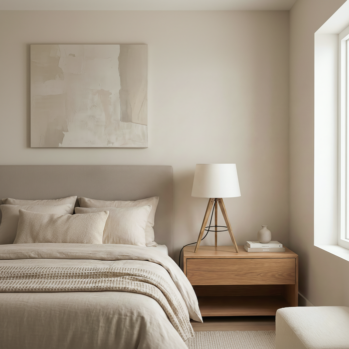 Birch Table Lamp | Natural Three-Legged Wood & Linen Shade