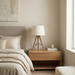 Birch Table Lamp | Natural Three-Legged Wood & Linen Shade