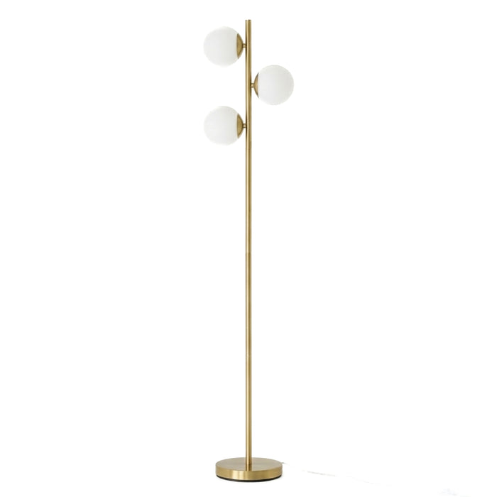 Brilliance Modern Gold Brush Floor Lamp | Opal Glass Shades | Ashcroft Imports Furniture