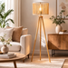 Brillo Floor Lamp | Natural Wood Tripod & Beaded Shade