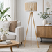 Brillo Floor Lamp | Natural Wood Tripod & Beaded Shade