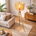 Brillo Floor Lamp | Natural Wood Tripod & Beaded Shade