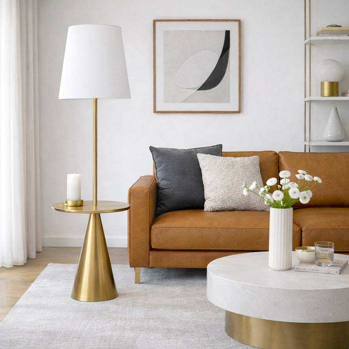 Celestial Modern Floor Lamp with Brass Accent Table | Ashcroft Imports Furniture
