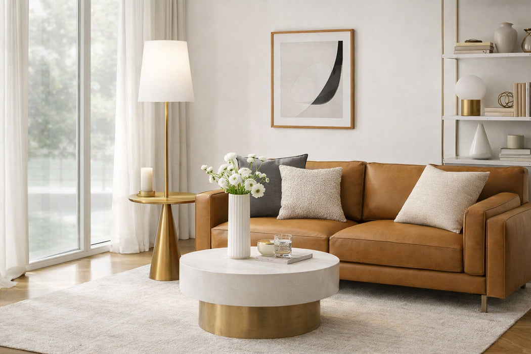 Celestial Modern Floor Lamp with Brass Accent Table | Ashcroft Imports Furniture