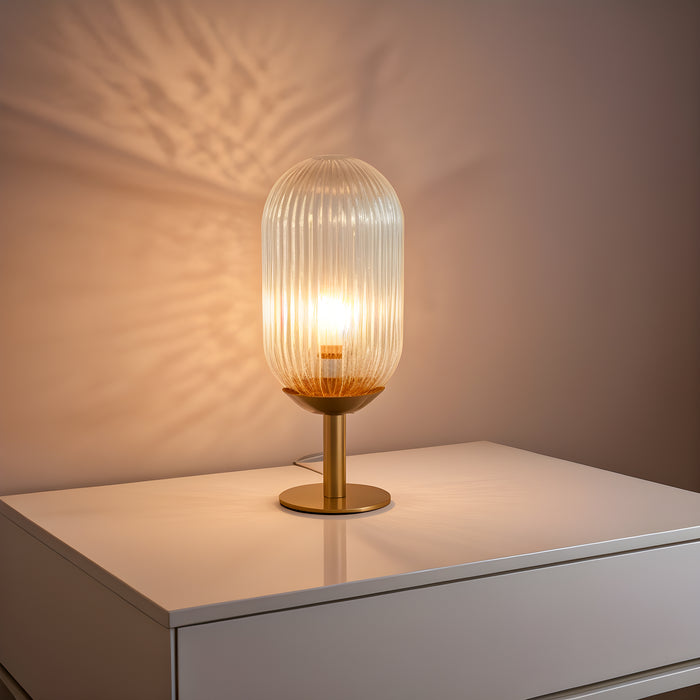 Clario Bronze Clear Glass Table Lamp