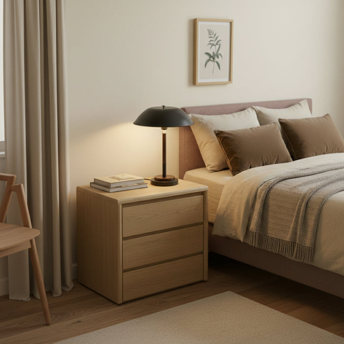 Cosmiclume Table Lamp | Matte Black Dome & Walnut Base
