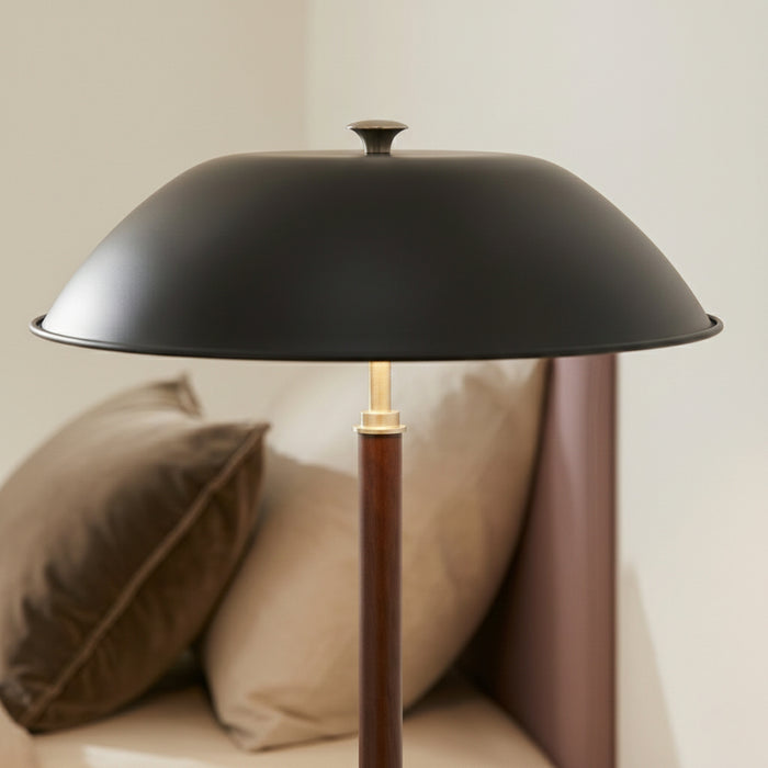 Cosmiclume Table Lamp | Matte Black Dome & Walnut Base