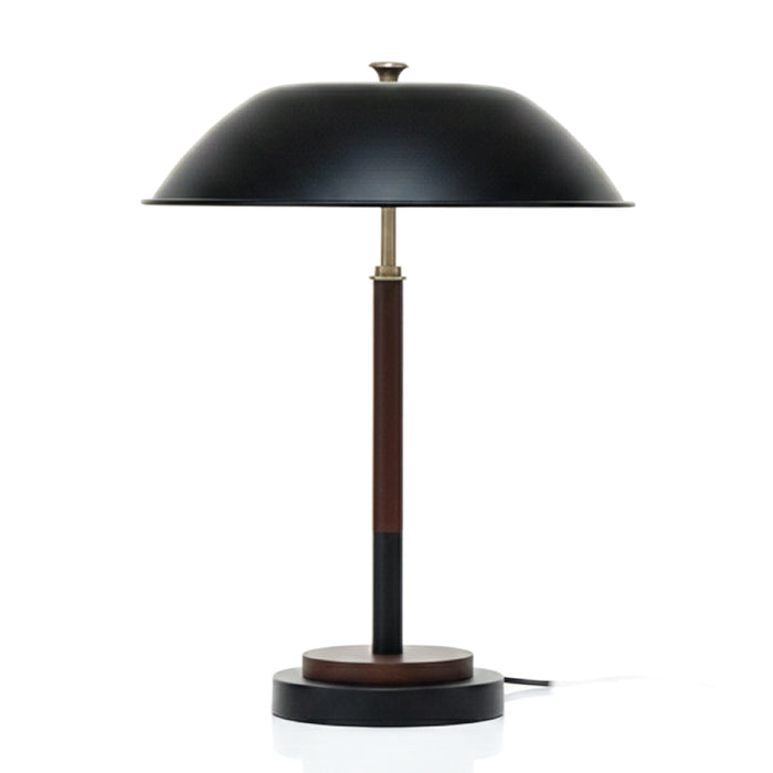 Cosmiclume Table Lamp | Matte Black Dome & Walnut Base