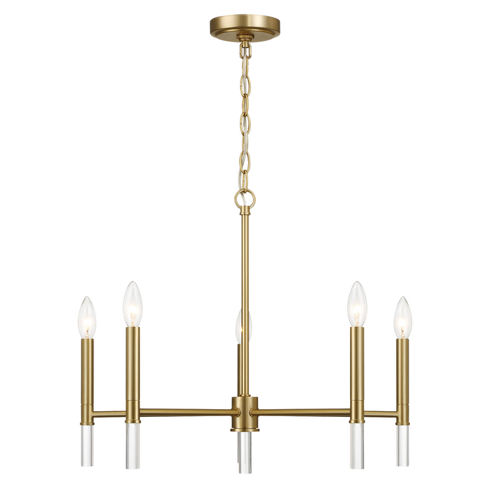 Courtyard Chandelier | Golden Brass & Five-Light Candle Design