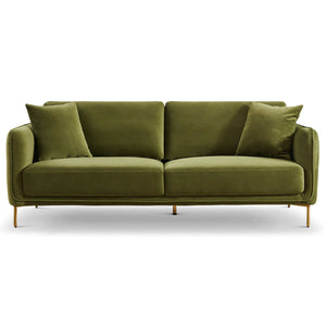 Dameron Mid Century Modern Olive Green Velvet Sofa