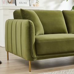 Dameron Mid Century Modern Olive Green Velvet Sofa
