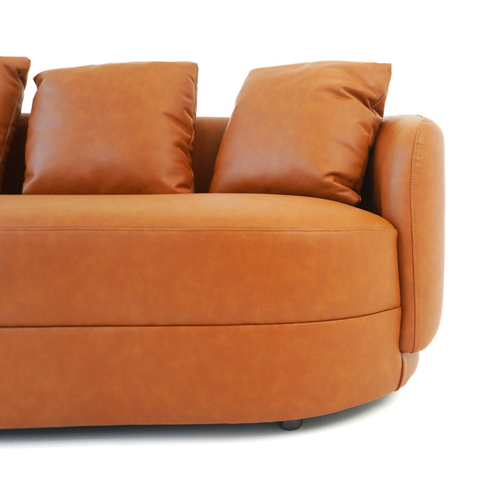 Dylan Round Arm Composite Leather Luxury Japandi Style Sofa -Ashcroft Imports Furniture