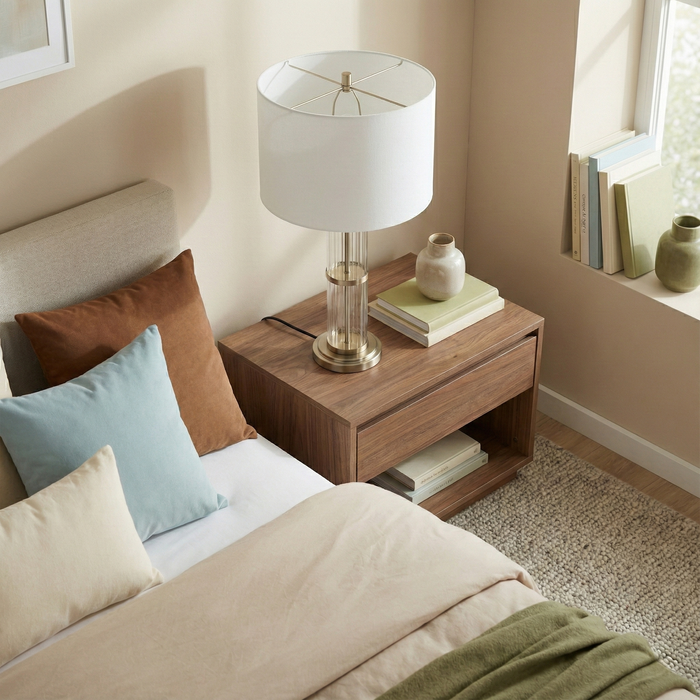 Echo Table Lamp | Brushed Nickel & Clear Glass Body