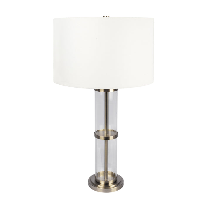 Echo Table Lamp | Brushed Nickel & Clear Glass Body