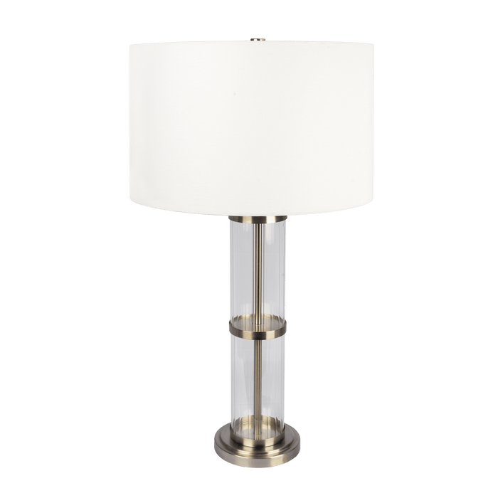 Echo Brushed Nickel Table Lamp with On/Off Switch Clear Glass Body Metal Base - West Lamp