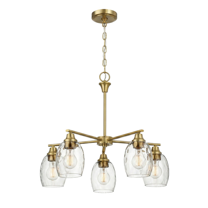 Elegance Chandelier | Golden Brass Finish & Water Glass Shades