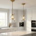 Ember Three Candle Lights Pendant | Satin Brass & Clear Glass