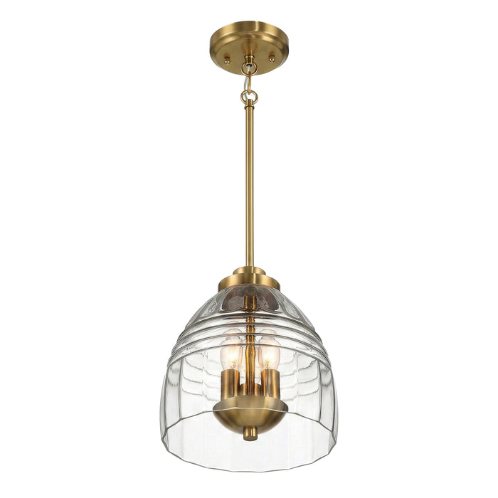 Ember Three Candle Lights Pendant | Satin Brass & Clear Glass