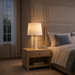 Enclave Hydro Black Table Lamp | Faux Marble Base & Fabric Shade