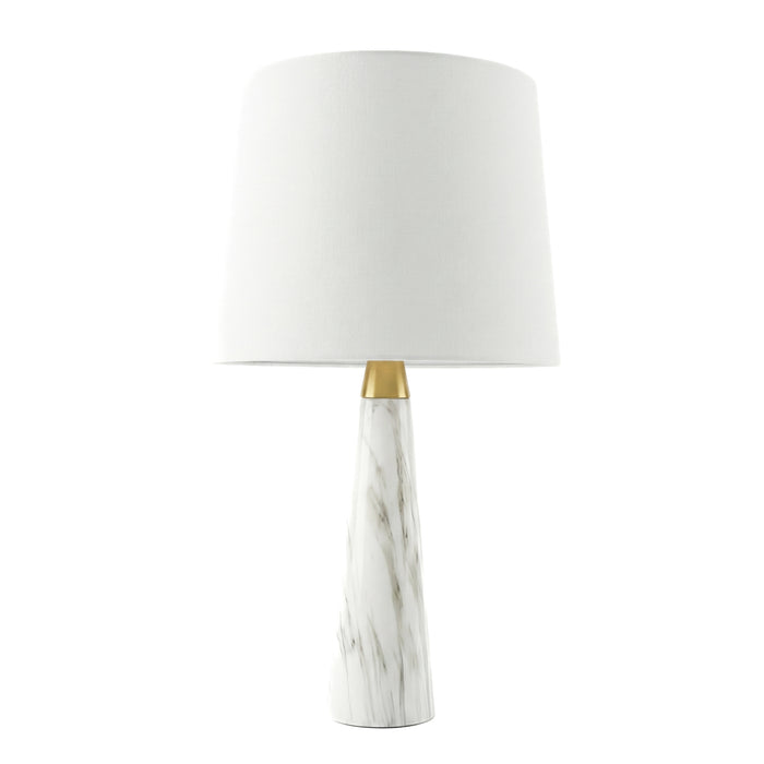 Enclave Hydro Black Table Lamp | Faux Marble Base & Fabric Shade