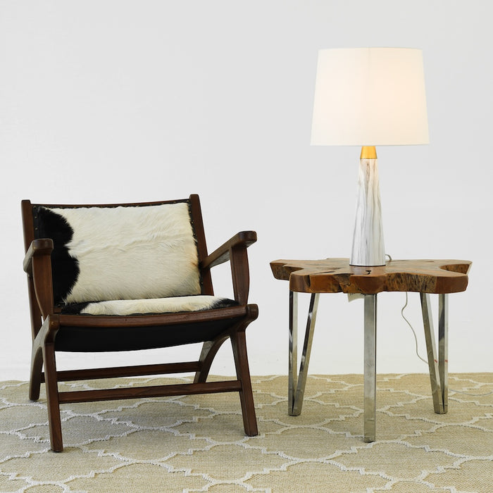 Enclave Hydro Black Table Lamp with On/Off Switch Faux Marble Base Fabric Shade
