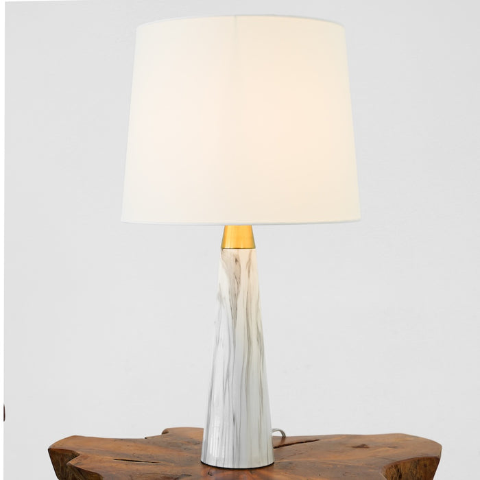 Enclave Hydro Black Table Lamp with On/Off Switch Faux Marble Base Fabric Shade