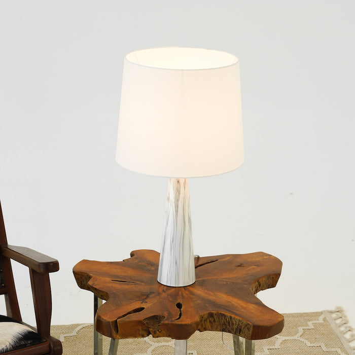 Enclave Hydro Black Table Lamp with On/Off Switch Faux Marble Base Fabric Shade