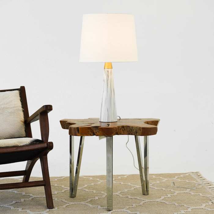 Enclave Hydro Black Table Lamp with On/Off Switch Faux Marble Base Fabric Shade