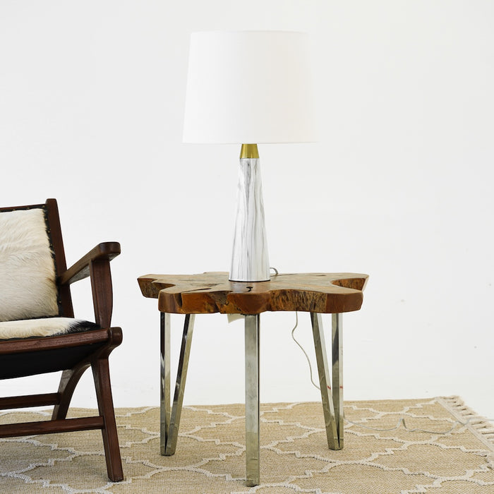 Enclave Hydro Black Table Lamp with On/Off Switch Faux Marble Base Fabric Shade