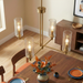 Enigma Four Lights Chandelier | Satin Brass & Clear Ribbed Glass