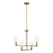 Enigma Four Lights Chandelier | Satin Brass & Clear Ribbed Glass