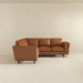 Erman Mid-Century Modern Genuine Tan Leather Corner Sectional Sofa | Ashcroft Imports Furniture