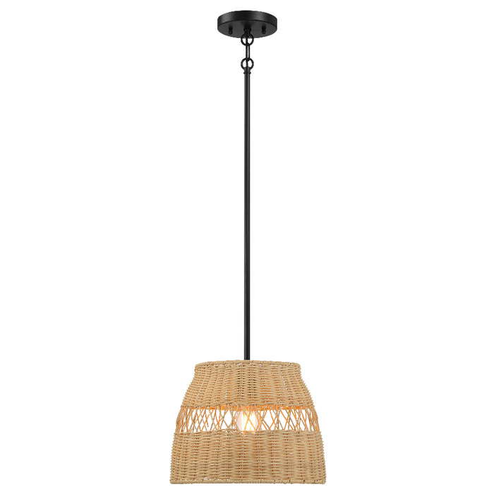 Essence Single Light Pendant | Rattan Shade & Black Metal