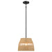 Essence Single Light Pendant | Rattan Shade & Black Metal