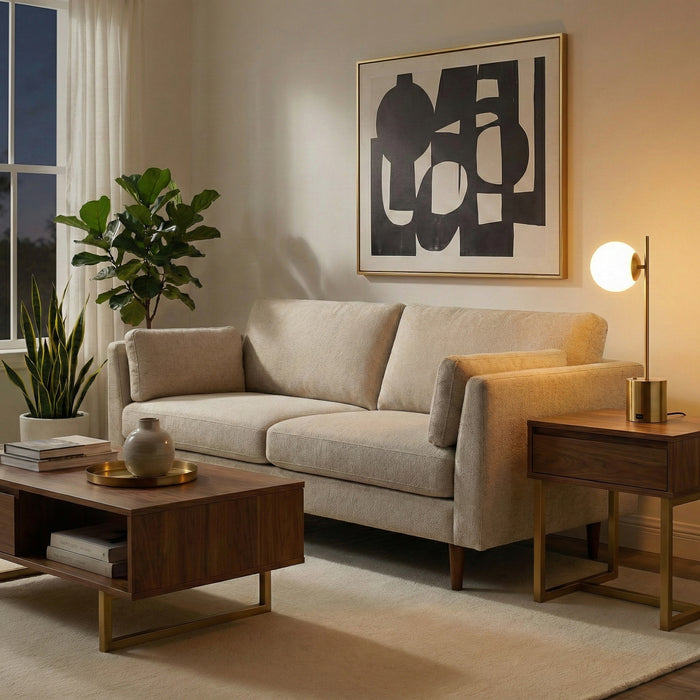Ethereal Modern Brass Globe Table Lamp | White Glass Orb & Brushed Gold Base | Ashcroft Imports Furniture