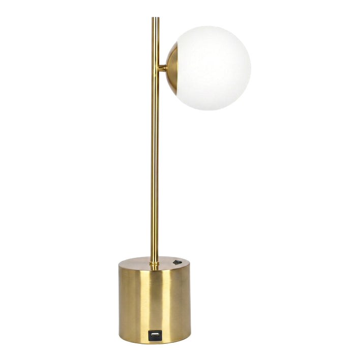Ethereal Modern Brass Globe Table Lamp | White Glass Orb & Brushed Gold Base | Ashcroft Imports Furniture