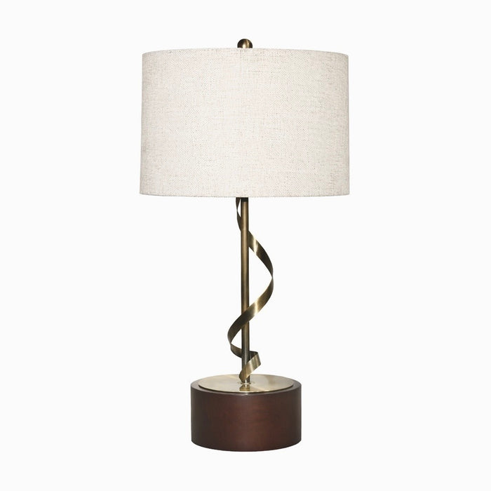 Foundry Table Lamp | Twisted Brass Stem & Wood Base